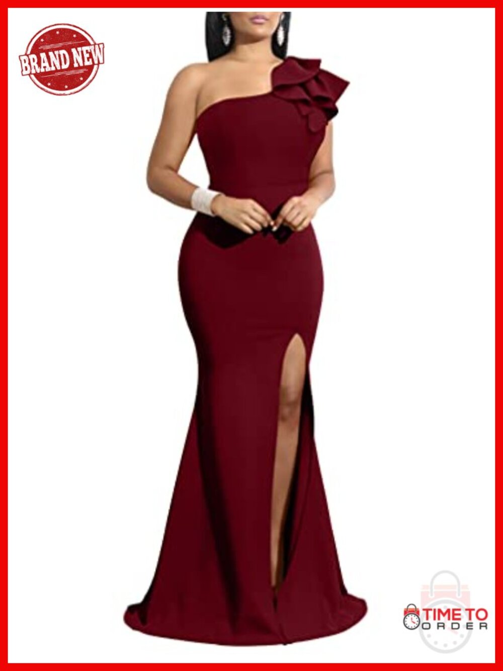 Sleeveless One Shoulder Slit Long Formal Mermaid Evening Dress